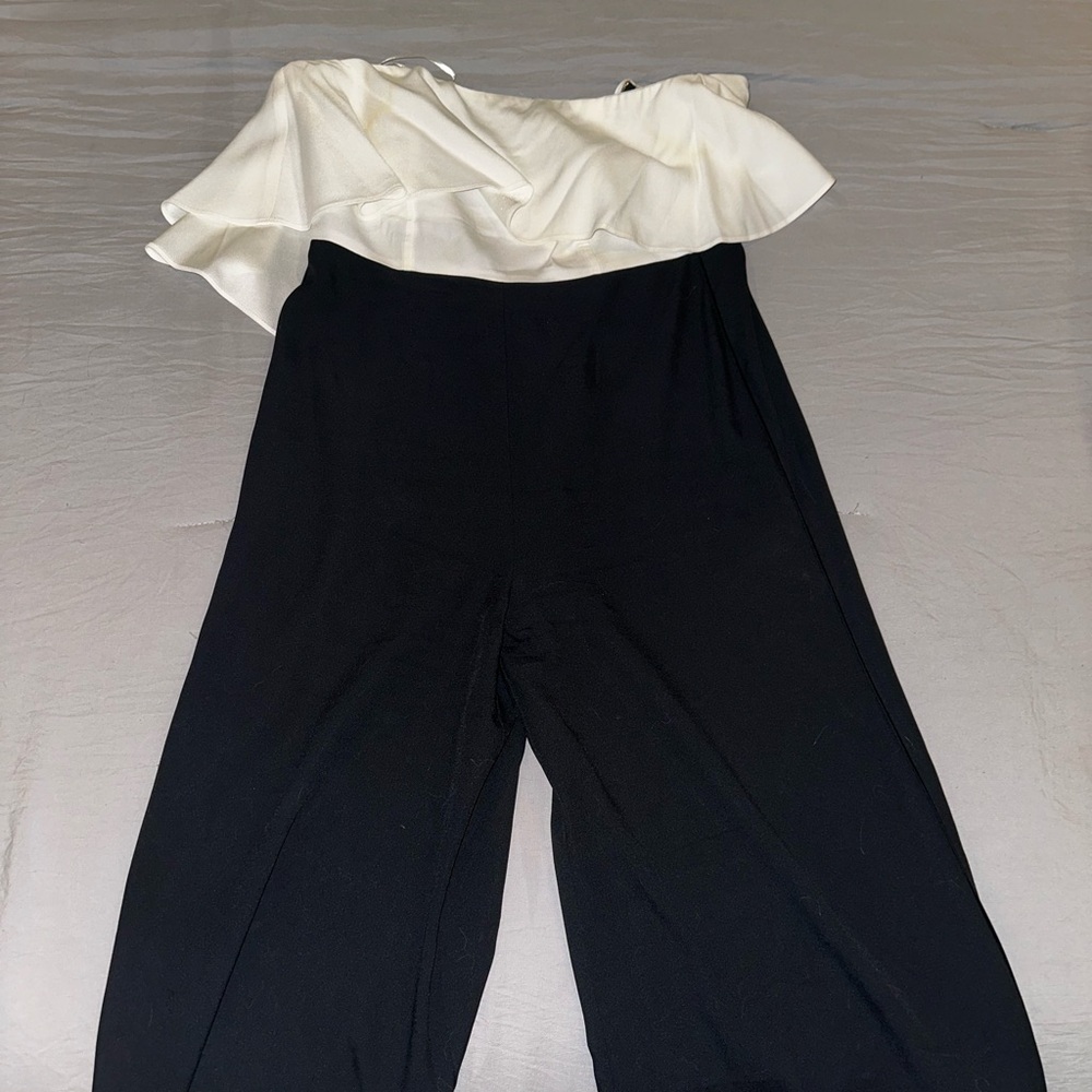 Strapless, Ruffle Black and White Jumpsuit